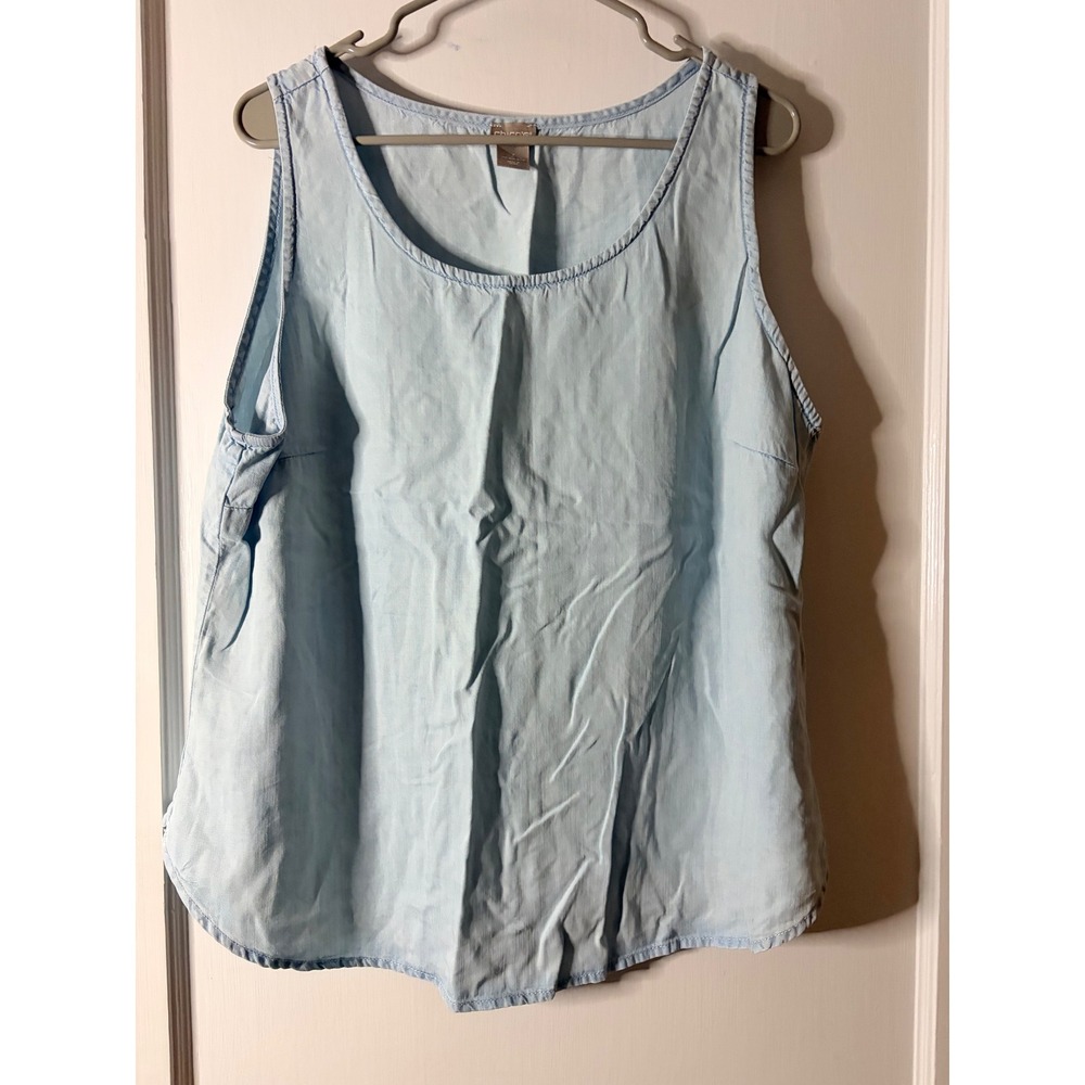 Chico's Light Blue Tencel Lyocell Sleeveless Tank Top Blouse Size 3 L XL 16/18